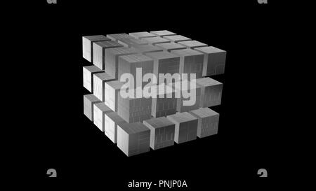 Geometria 3d techno cubi. Chrome cubi. Il rendering 3D Foto Stock