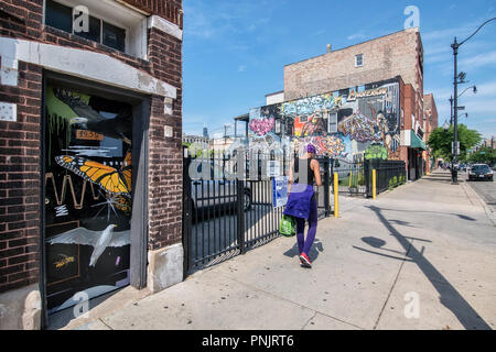 Pilsen, quartiere storico sulla parte inferiore lato ovest di Chicago, IL. Foto Stock