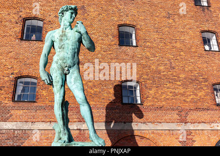 Le repliche del David di Michelangelo in Den Kongelige Afstøbningssamling, Toldbodgade, Copenhagen, Danimarca Foto Stock