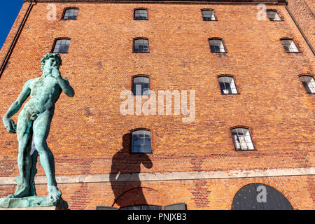 Le repliche del David di Michelangelo in Den Kongelige Afstøbningssamling, Toldbodgade, Copenhagen, Danimarca Foto Stock