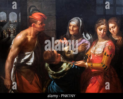 Salomè riceve la testa di San Giovanni Battista di Paulus Moreelse (1571-1638), olio su tela, 1618 Foto Stock