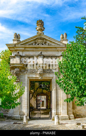 La Francia. Gard (30). Villeneuve-Les-Avignon. Chartreuse Notre-Dame-du-Val-de-Bénédiction. Il portale monumentale Foto Stock