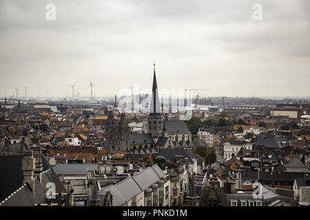 Vista di Ghent dall'altezza, dettaglio del Belgio, turismo Foto Stock