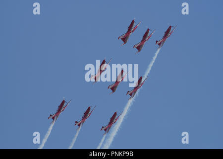 Pilatus PC-7 Team, forze aeree svizzere presso il RIAT, Fairford, Gloucestershire, Inghilterra. Foto Stock