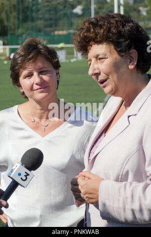 Prima apparizione di Roxana Maracineanu, ex campione di nuoto e recentemente promosso Ministro dello sport, Villeurbanne, Francia Foto Stock