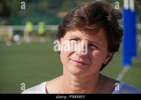 Prima apparizione di Roxana Maracineanu, ex campione di nuoto e recentemente promosso Ministro dello sport, Villeurbanne, Francia Foto Stock