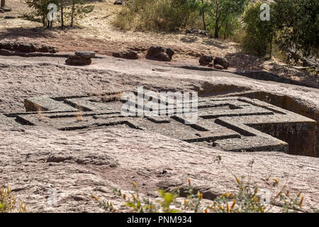 Bet Giyorgis, St George, Etiopia, Lalibela, sud della Chiesa, Foto Stock