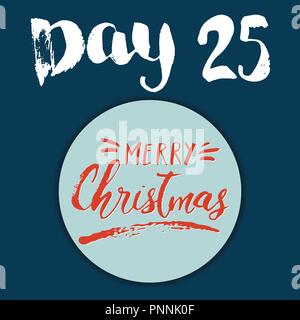 Natale calendario dell'Avvento. Disegnata a mano gli elementi e i numeri. Vacanze invernali scheda calendario design, illustrazione vettoriale. Illustrazione Vettoriale