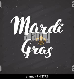 Mardi Gras Lettering calligrafico. Typographic Greeting Card Design. Calligraphy scritte per il messaggio di saluto festivo. Disegnata a mano scritte Vettore Testo illu Illustrazione Vettoriale