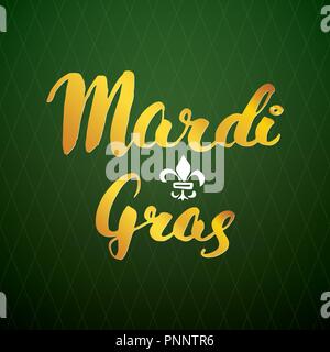 Mardi Gras Lettering calligrafico. Typographic Greeting Card Design. Calligraphy scritte per il messaggio di saluto festivo. Disegnata a mano scritte Vettore Testo illu Illustrazione Vettoriale