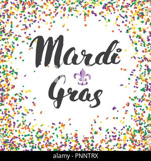 Mardi Gras Lettering calligrafico. Typographic Greeting Card Design. Calligraphy scritte per il messaggio di saluto festivo. Disegnata a mano scritte Vettore Testo illu Illustrazione Vettoriale