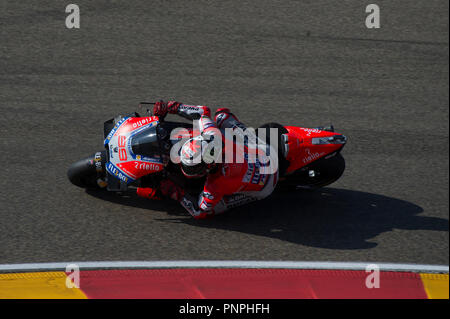 Il 22 settembre 2018, Ciudad del Motor de Aragon, Alcaniz in Spagna; il motociclismo MotoGP di Aragon, qualifica; Jorge Lorenzo (Ducati Team) durante le prove libere 3 Foto Stock