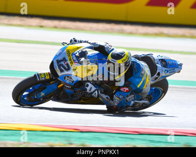 Alcaniz, Spagna. Il 22 settembre 2018. THOMAS LUTHI (12) della Svizzera e EG 0,0 Marc VDS durante il moto GP qualifiche dell'Aragona Grand Prix al Motorland pista di Alcaniz in Spagna su Settembre 22, 2018 (Foto: Alvaro Sanchez) Credito: CORDON PREMERE/Alamy Live News Foto Stock