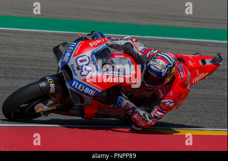 Il 22 settembre 2018, Ciudad del Motor de Aragon, Alcaniz in Spagna; il motociclismo MotoGP di Aragon, qualifica; Andrea Dovizioso (Ducati Team) Foto Stock