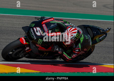 Il 22 settembre 2018, Ciudad del Motor de Aragon, Alcaniz in Spagna; il motociclismo MotoGP di Aragon, qualifica; Johann Zarco (Monster Yamaha Tech 3) Foto Stock