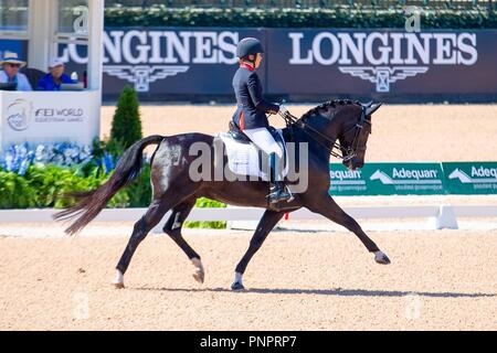 Tryon, Stati Uniti d'America. Il 22 settembre 2018. Medaglia d'oro. Vincitore. Sophie Wells equitazione C attrazione fatale. GBR. Grado di Freestyle V. Para dressage. Giorno 11. Giochi equestri mondiali. WEG 2018 Tryon. Carolina del Nord. Stati Uniti d'America. 22/09/2018. Credito: Sport In immagini/Alamy Live News Foto Stock