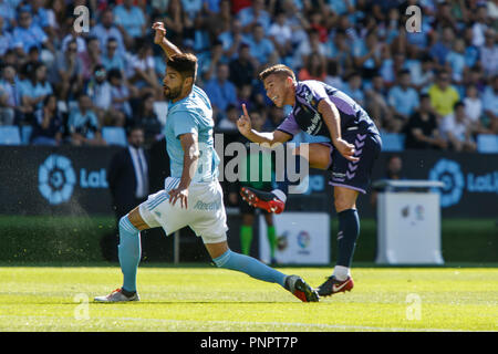 Vigo, Spagna. 22 Sept; 2018. La Liga match tra Real Club Celta de Vigo e Real Valladolid in Balaidos stadium; Vigo; Punteggio finale 3-3. Credito: Brais Seara/Alamy Live News Foto Stock