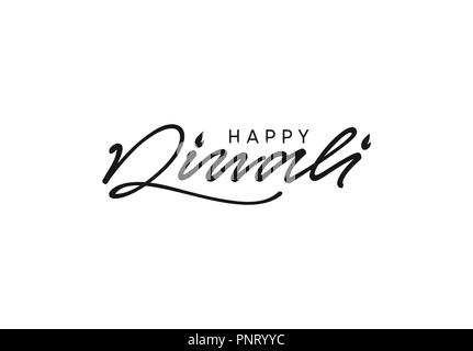 Felice Diwali. Lettere manoscritte isolato di testo sullo sfondo bianco Illustrazione Vettoriale