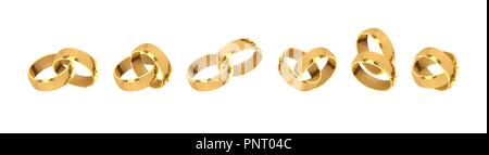 Golden gli anelli di nozze, design realistico isolati su sfondo bianco. Illustrazione Vettoriale