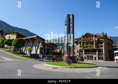 Ordino, Andorra: Settembre 11, 2018: vista sulla città di Ordino, la più settentrionale parrocchia nel Principato di Andorra. Foto Stock