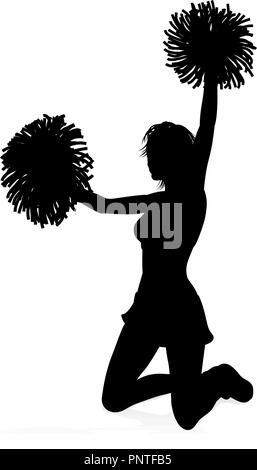 Cheerleader pom pom Silhouette Illustrazione Vettoriale