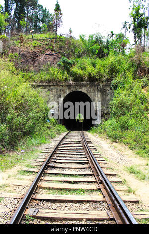 Vecchio treno con tunnel railway Foto Stock
