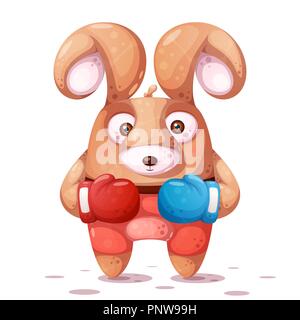 Sport, boxe illustrazione. Crazy rabbit caratteri. Illustrazione Vettoriale