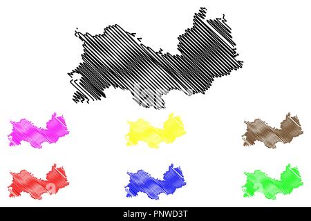 Mordovia (Russia, soggetti della Federazione Russa, Repubbliche di Russia) mappa illustrazione vettoriale, scribble schizzo Repubblica di Mordovia mappa Illustrazione Vettoriale