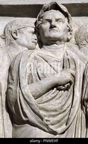 Arte romana. L'Italia. Ara Pacis Augustae. Processionale fregio. Dettaglio. Sollievo. Originale lato nord. Datata xiii secolo A.C. Museo dell'Ara Pacis. Roma. L'Italia. Foto Stock