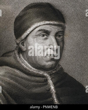 Leone X (1475-1521). Papa fiorentino (1513-21), che prende il nome di Giovanni de'Medici. Figlio di Lorenzo de' Medici il magnifico. Incisione. Foto Stock