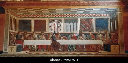 Andrea del Castagno (o di Andrea di Bartolo di Bargilla) (c. Dei 1421 Ð1457) . Pittore italiano da Firenze. L'Ultima Cena. Affresco. Chiesa di Sant'Apollonia. Firenze. L'Italia. Foto Stock