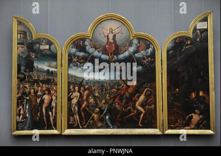 Jehan Bellegambe il Vecchio (1470-1535 / 1536). Lingua francese pittore fiammingo dei quadri religiosi, trittici e polittici. Trittico di ultima sentenza, 1520-1525. Olio su pannello. Gemaldegalerie. Berlino. Germania. Foto Stock
