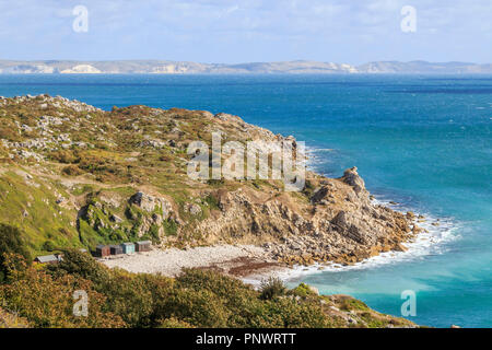 Isola di Portland in cima alla scogliera, viste vicino a Weymouth Dorset, England, Regno Unito Foto Stock