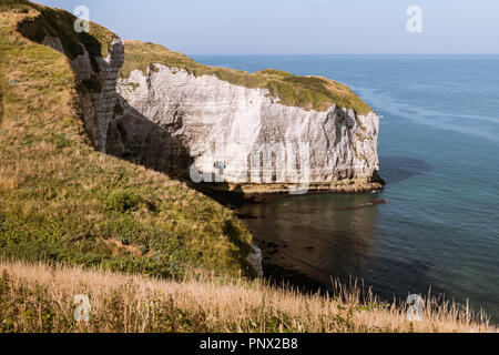 Chalk cliffs vicino a Etretat Normandia (Francia) "Pointe de la Courtine" in una giornata di sole in estate Foto Stock