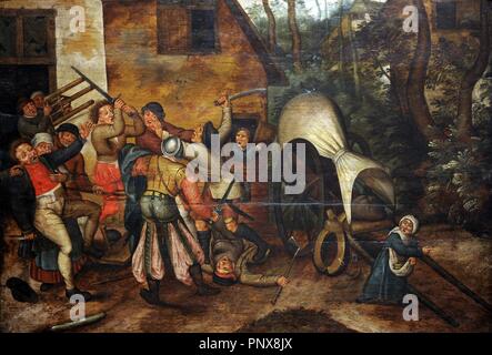 Pieter Brueghel il Giovane (1564-1636). Pittore fiammingo. Affray tra contadini e soldati. Museo di Belle Arti. Budapest. Ungheria. Foto Stock