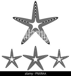 La linea pentagram star logo design set Illustrazione Vettoriale