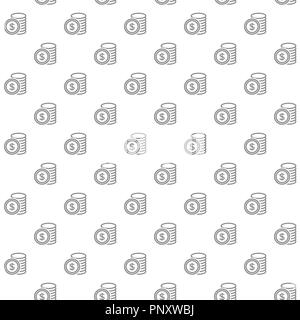 Unique digital denaro e monete seamless pattern con varie icone e simboli su sfondo bianco illustrazione piatta Foto Stock