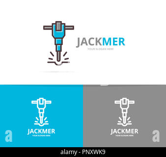 Jackhammer e costruzione logo design modello. Foto Stock