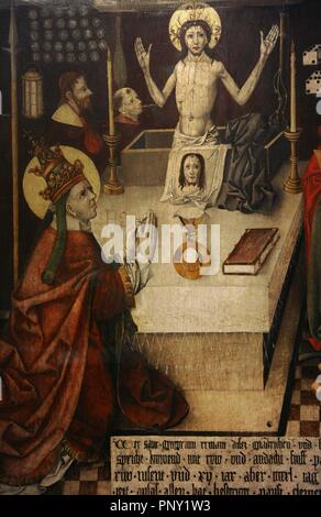 Jan Polack (1435-1519). Massa di San Gregorio. Augsburg, 1496. La pittura su legno. Museo Storico Tedesco. Berlino. Germania. Foto Stock