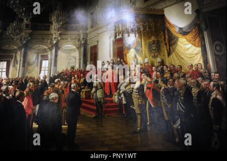 L'apertura del Reichstag tedesco nella Sala Bianca della Berlin Schloss da Kaiser Wilhelm II il 25 giugno 1888. Dettaglio. Pittura terminato nel 1893 da Anton von Werner (1843-1915). Museo Storico Tedesco a Berlino. Germania. Foto Stock