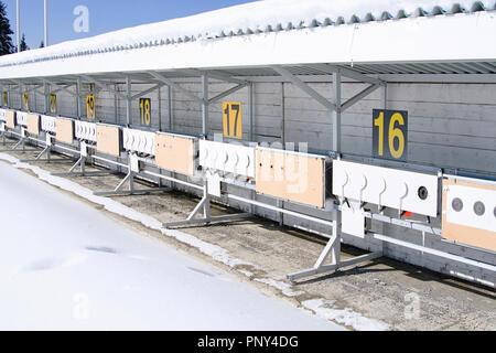 Biathlon. Sport di bersaglio per il tiro a segno Foto Stock