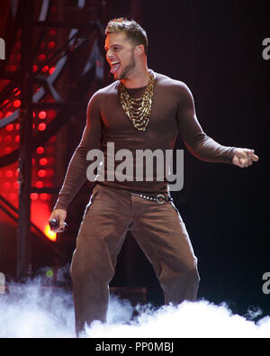 Ricky Martin esegue in concerto presso la American Airlines Arena di Miami, il 19 maggio 2007. Foto Stock