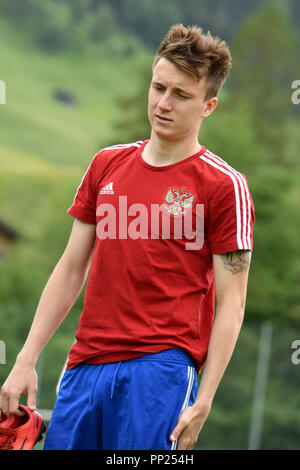 Di Neustift, Tirolo, Austria - 28 maggio 2018. Il calcio russo player Alexander Golovin durante il training camp in Neustift, Austria. Foto Stock