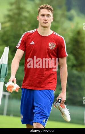 Di Neustift, Tirolo, Austria - 22 maggio 2018. Il calcio russo player Anton Miranchuk durante il training camp in Neustift, Austria. Foto Stock