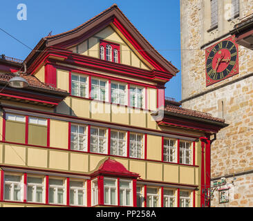 Appenzell, Svizzera - 20 Settembre 2018: gli edifici del centro storico della città di Appenzell. Appenzello è la capitale del cantone svizzero di Foto Stock