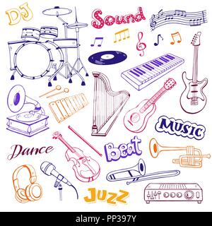 Elementi musicali impostato Illustrazione Vettoriale