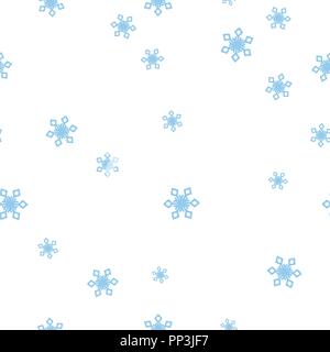 Fiocchi di neve blu seamless pattern. Isolato su uno sfondo bianco. Illustrazione Vettoriale. Illustrazione Vettoriale