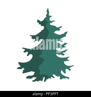 Disegnata a mano albero di Natale isolato su uno sfondo bianco. Abete icona vettore Illustrazione Vettoriale