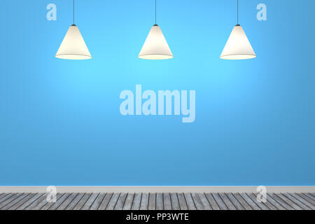 3d camera con tre lampade da soffitto Foto Stock