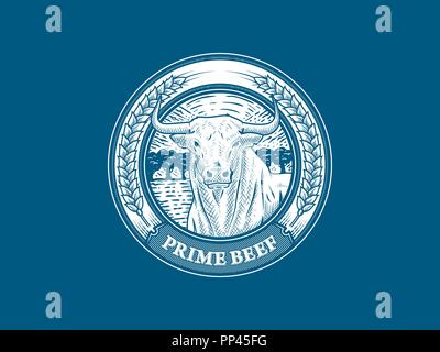 Bistecca di manzo numero di badge 2 è un illustrazione di vettore ad un durevole di carni di qualità Illustrazione Vettoriale